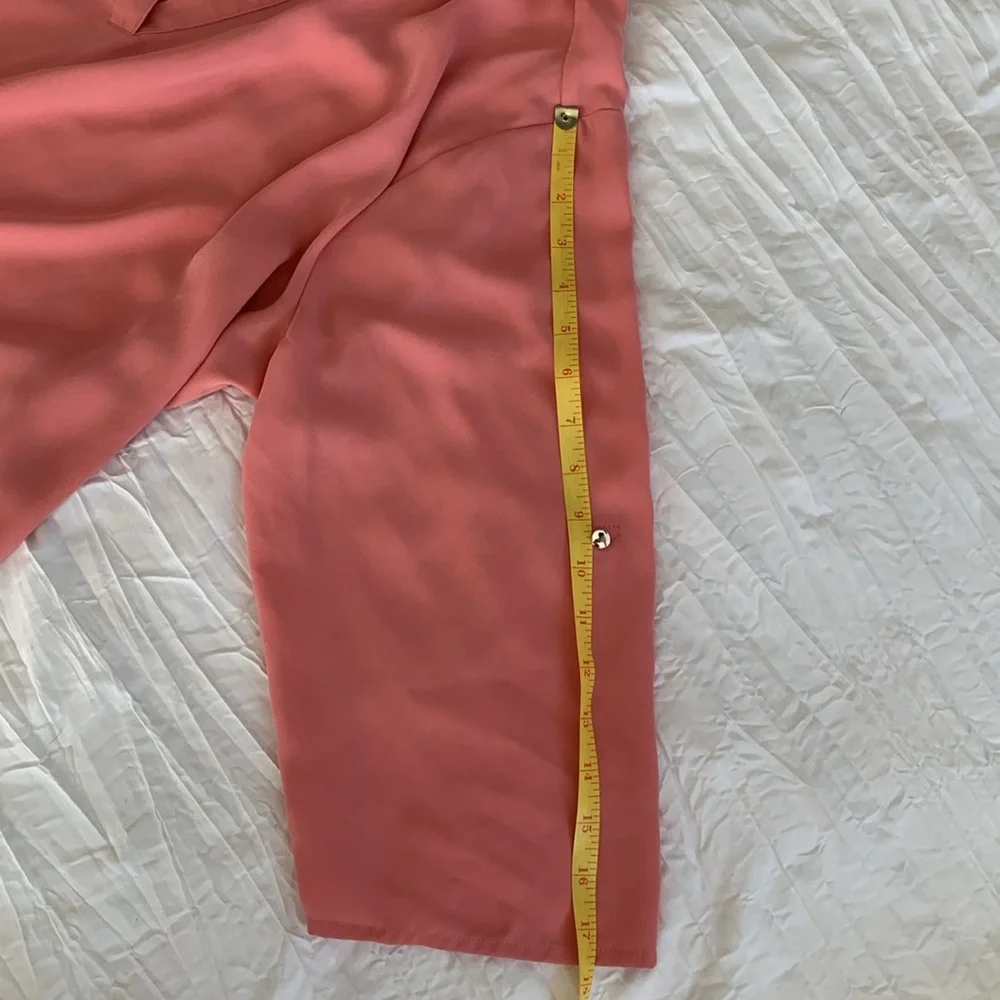 CATO Women’s PLUS Blouse Coral Split Neck‎ Button Sleeve High/Low Hem 18/20W - Picture 13 of 14